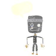 cartoon old robot with speech bubble N10