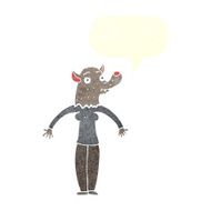 cartoon friendly werewolf woman with speech bubble N6