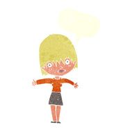 cartoon curious woman with speech bubble N56