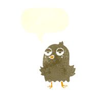 cartoon bored bird with speech bubble N10