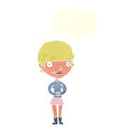 cartoon friendly woman with speech bubble N67