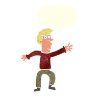 cartoon reaching man with speech bubble N10