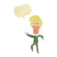 cartoon man pointing with speech bubble N189