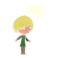 cartoon woman shrugging shoulders with speech bubble N474