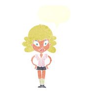 cartoon pretty woman with speech bubble N267