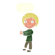 Cartoon happy boy with speech bubble N230