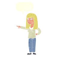 cartoon pretty woman pointing with speech bubble N38