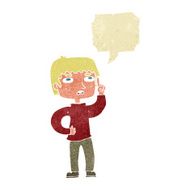cartoon boy with question speech bubble N20