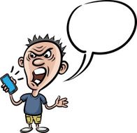 shocked cartoon character with smartphone