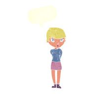 cartoon shy woman with speech bubble N47