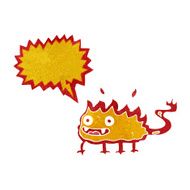 cartoon little fire demon with speech bubble N22