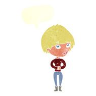 cartoon woman considering with speech bubble N10