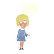 cartoon shocked woman with speech bubble N93