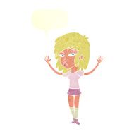 cartoon pretty girl with speech bubble N96