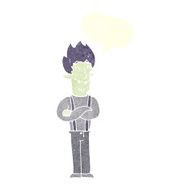 cartoon happy vampire man with speech bubble N30