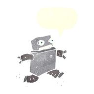 cartoon running robot with speech bubble N10