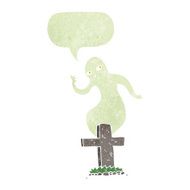 cartoon ghost rising from grave with speech bubble N24