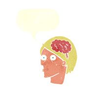 cartoon head with brain symbol speech bubble N38