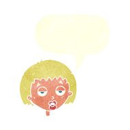 cartoon bored woman with speech bubble N29