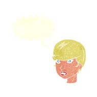cartoon pretty female face with speech bubble N91