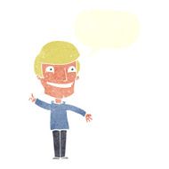 cartoon grinning man with idea speech bubble N10