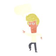 cartoon man accusing with speech bubble N19