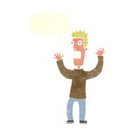 cartoon terrified man with speech bubble N211