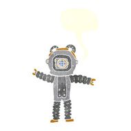 cartoon deep sea diver with speech bubble N30
