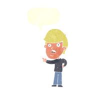 cartoon shocked man pointing with speech bubble N10