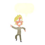 cartoon worried man pointing with speech bubble N28