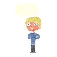 cartoon unhappy man with speech bubble N10
