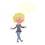 cartoon woman with no worries speech bubble N37