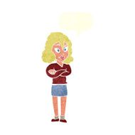 cartoon woman with crossed arms speech bubble N48