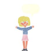 cartoon excited woman with speech bubble N122