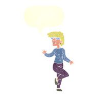 cartoon woman waving with speech bubble N320