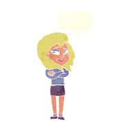 cartoon woman with crossed arms speech bubble N49