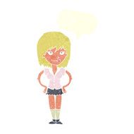 cartoon woman with hands on hips speech bubble N208