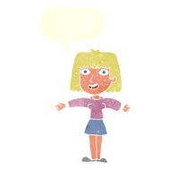 cartoon excited woman with speech bubble N123