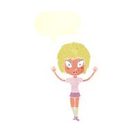 cartoon pretty girl with speech bubble N97