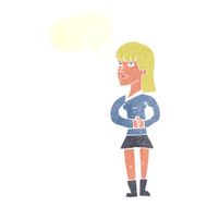 cartoon woman waiting with speech bubble N19