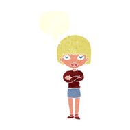 cartoon woman with folded arms speech bubble N29