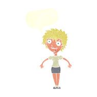 cartoon excited woman with speech bubble N125