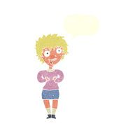 cartoon excited woman with speech bubble N126