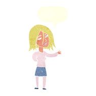 cartoon unhappy woman with speech bubble N9