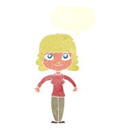 cartoon woman shrugging shoulders with speech bubble N480