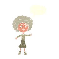 cartoon annoyed old woman with speech bubble N20