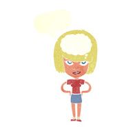cartoon woman thinking with speech bubble N37