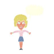 cartoon shocked woman with speech bubble N95