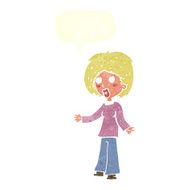 cartoon surprised woman with speech bubble N230