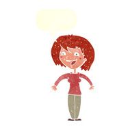 cartoon excited woman with speech bubble N127